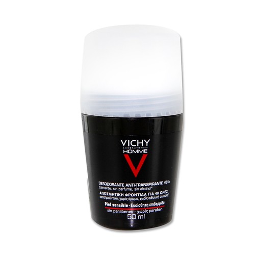 Desodorante roll on para hombre efecto antitranspirante para piel sensible VICHY HOMME 50 ml.