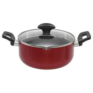 Imagen de Cacerola aluminio de 20cm, con tapa de vidrio, color rojo, ACTUEL.