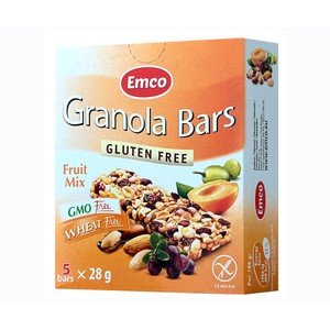 Imagen de EMCO Barritas de cereales con mix de frutas sin gluten 5 ud.124 g.