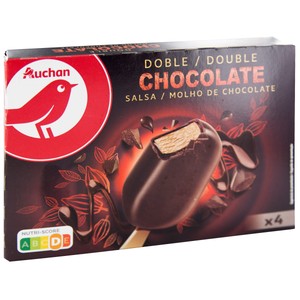 Imagen de AUCHAN Bombon helado de chocolate con salsa de chocolate, recubierto de chocolate doble 4 x 100 ml. Producto Alcampo