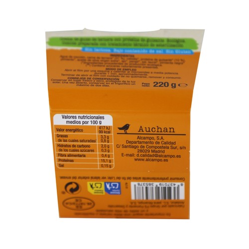 ALCAMPO ECOLÓGICO Crema de guiso con ternera y proteína de guisante 220 g..