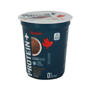 AUCHAN Protein + Postre de cacao, sin grasa ni azúcares añadidos y con alto contenido en proteína 200 g. Producto Alcampo