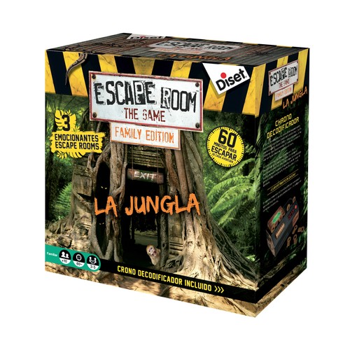 Juego de mesa de lógica y deducción Escape Room Family Edition La jungla, de 3 a jugadores, DISET.