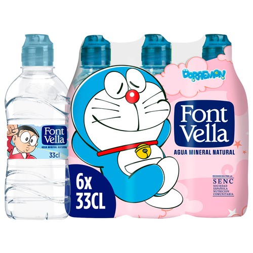 Agua mineral FONT VELLA. pack de 6 uds x 33 cl.