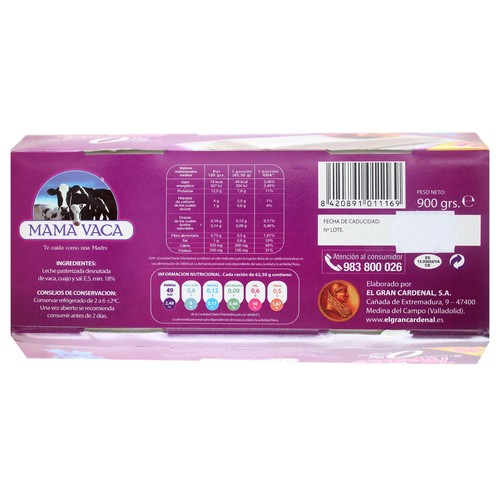 MAMÁ VACA Queso fresco desnatado MAMA VACA tarrina de 900 g.