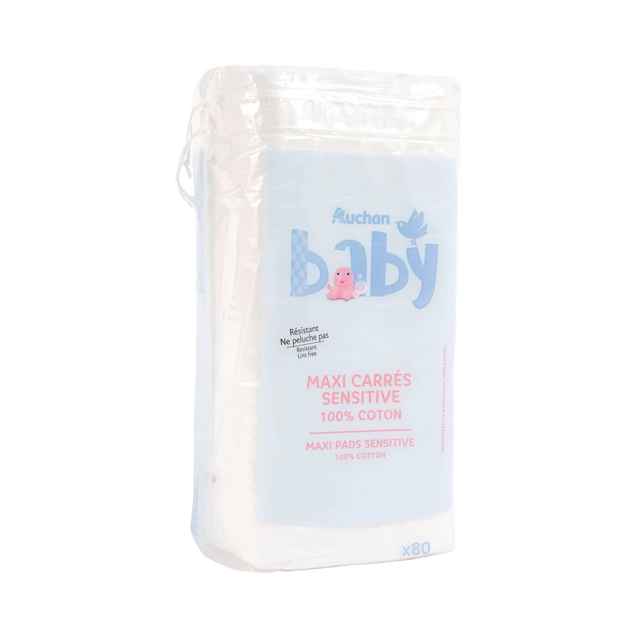 PRODUCTO ALCAMPO Baby Almohadillas cuadradas de algodón 100%, gruesas y sin pelusas 80 uds.