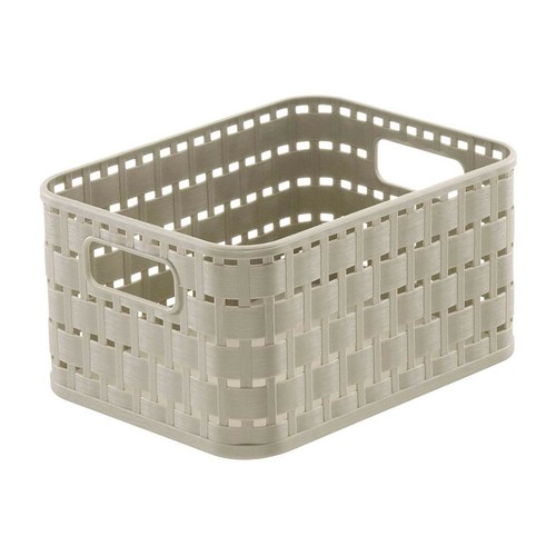 Cesta de plástico rectangular para ropa, color beige 4L, ACTUEL.