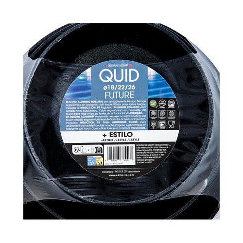 Set de 3 Sartenes de aluminio de inducción, 18 cm 22cm 26 cm, QUID.