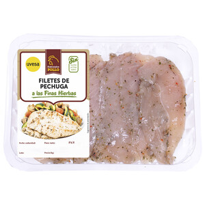 Imagen de Bandeja de filetes de pechuga de pollo marinados a las finas hierbas UVESA