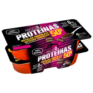 REINA Natillas de chocolate bajas en grasa, sin azúcares añadidos y con alto contenido en proteínas (12.5 g)  4 x 125 g.
