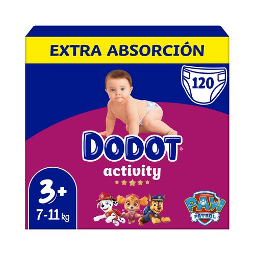 DODOT Activity Pañales talla 3+ (7-11 kg) 120 uds.