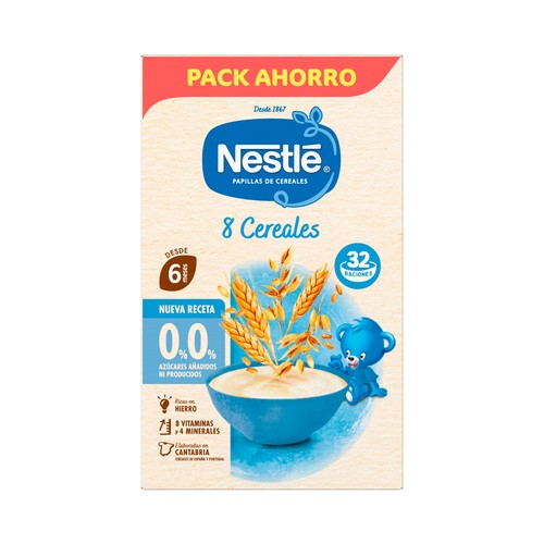 NESTLÉ Papilla de 8 cereales, a partir de 6 meses 480 g.