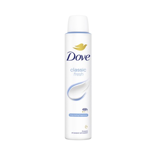 DOVE Classic fresh Desodorante en spray unisex antitranspirante hasta 48 horas 200 ml.