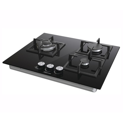 Placa de gas HISENSE GG633B, 3 zonas de cocción, zona grande 26cm, potencia: 7800W, A: 58cm.