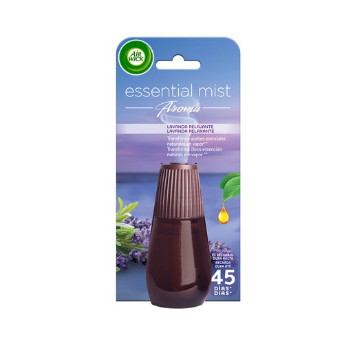 AIR WICK Ambientador difusor de aceites esenciales Lavanda- Recambio AIR WICK ESSENTIAL MIST 20 ml.