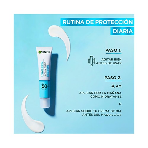 GARNIER Hyaluron invisible Fluido solar (FPS 50+) hidratante 40 ml.