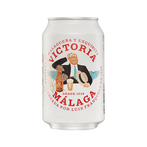 Cerveza rubia de origen Málaga VICTORIA lata 33 cl.