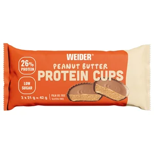 WEIDER Tartaletas chocolate con leche y mantequilla de cacahuete, con alto contenido en proteinas 2 x 21 g.