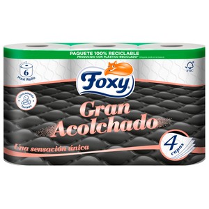 Papel higiénico de 4 capas Gran Acolchado 6 rollos