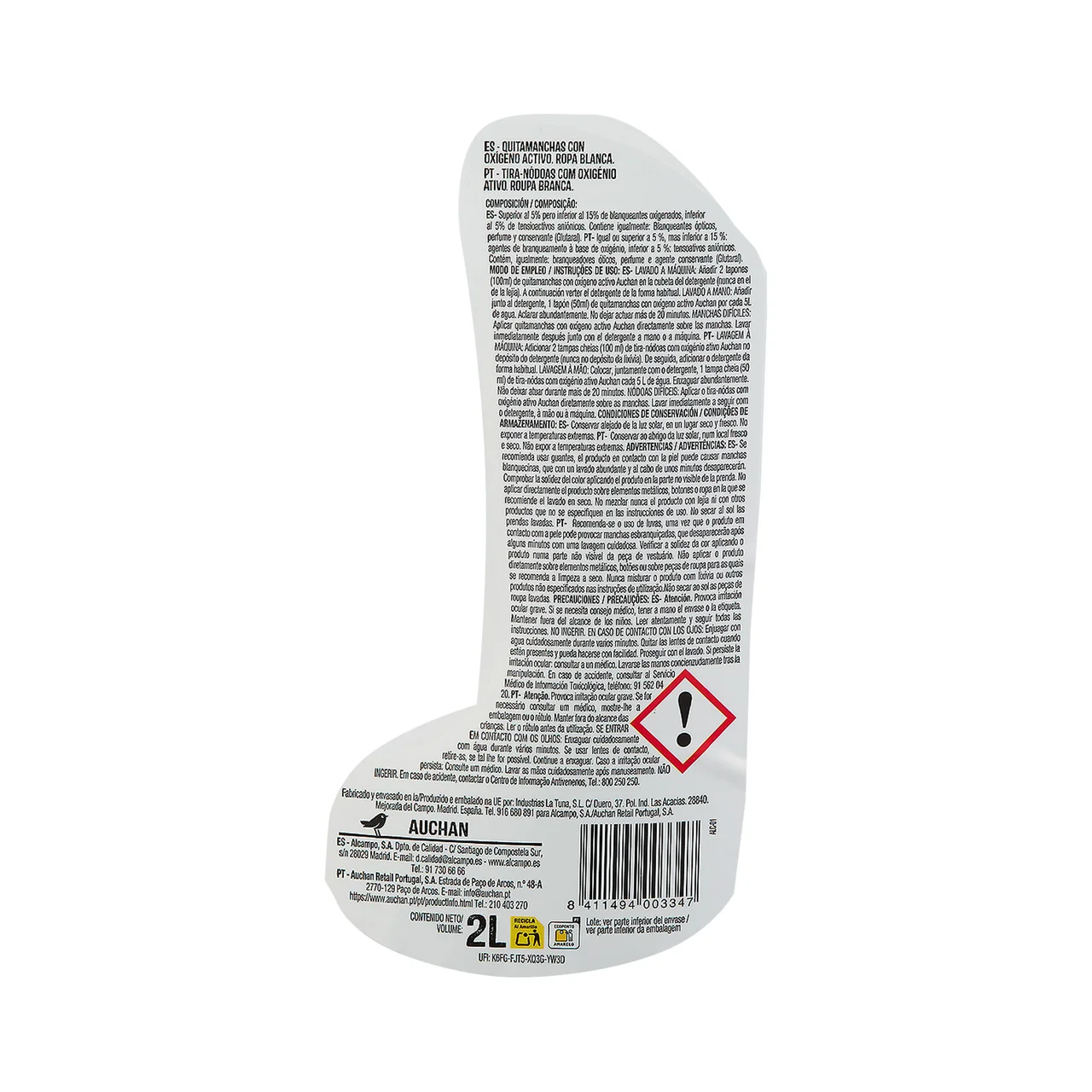 PRODUCTO ALCAMPO Quitamanchas con oxígeno activo ropa blanca 2 l
