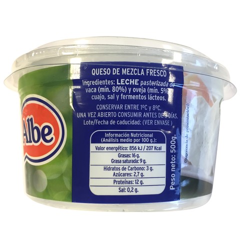 BURGOS de ALBE Queso fresco tradicional BURGOS de ALBE 500 g.