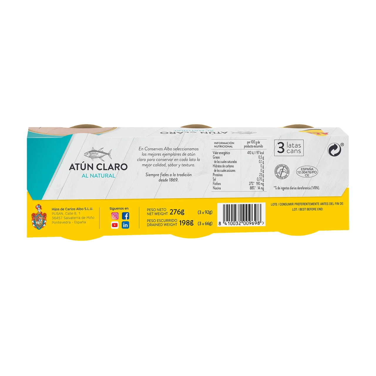 Atún claro al natural 68 x 3 g.