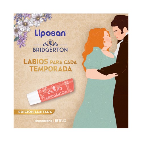 LIPOSAN Bridgerton Bálsamo (protector) labial hidratante hasta 24 horas con aroma a melocotón y ligero toque de color. 