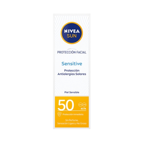 NIVEA Sun sensitive Protector facial sin perfume con FPS 50 (muy alto) 50 ml.