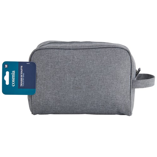 COSMIA Neceser para hombre de color gris y tamaño mediano, con asa y cierre de cremallera.