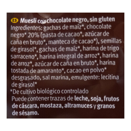 BAUCKHOF Muesli de chocolate, sin gluten BAUCKHOF 300 g.