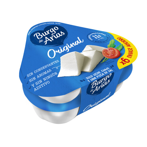 BURGO DE ARIAS Queso fresco BURGO DE ARIAS tarrina de 72 g. pack de 6 uds.