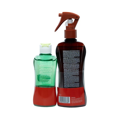 BABARIA Spray aceite protector solar FPS 30 (medio) 200 ml y aftersun 100 ml.