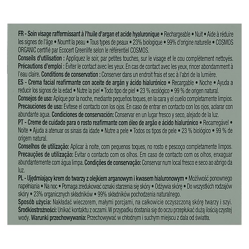 COSMIA Bio expert duo age Crema facial de noche con acción reafirmante, con aceite de argán y ácido Hialurónico 50 ml.