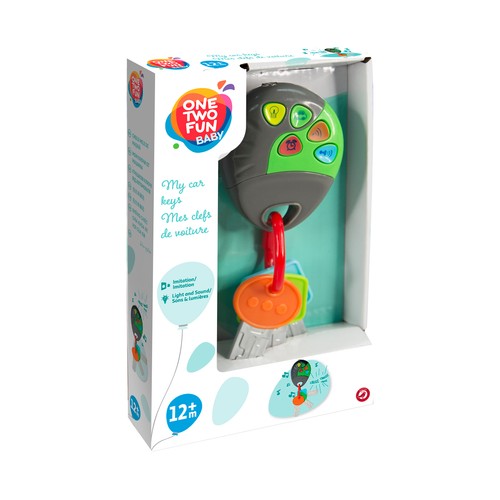 Sonajero llaves de coche con llavero, alarma y sonidos ONE TWO FUN ALCAMPO.