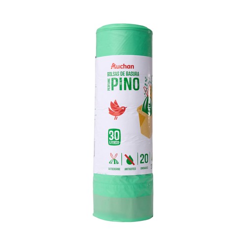 Bolsas de basura verde con autocierre capacidad 30 litros 55 x 60 cmPRODUCTO ALCAMPO 20 uds.