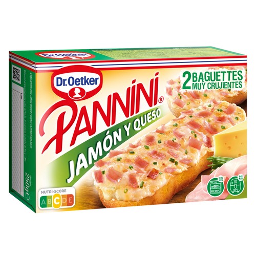 DR. OETKER Pannini de jamón y queso 2 x 125 g.