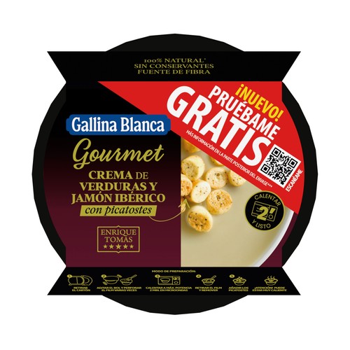 GALLINA BLANCA Gourmet Crema de verduras y jamón ibérico (Enrique Tomas) con picatostes 300 g.