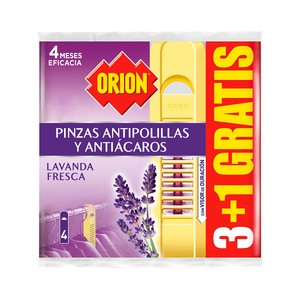 ORION Pinzas antipolillas y antiácaros con fragancia lavanda 4 uds.
