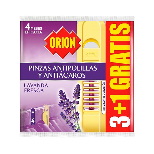 Pinzas antipolillas y antiácaros con fragancia lavanda ORION 4 uds.