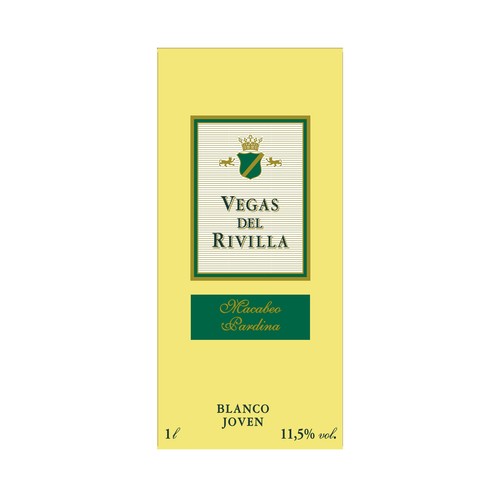 VEGAS DEL RIVILLA Vino blanco de mesa con IGP Vinos de la tierra de Extremadura VEGAS DEL RIVILLA 1 l.