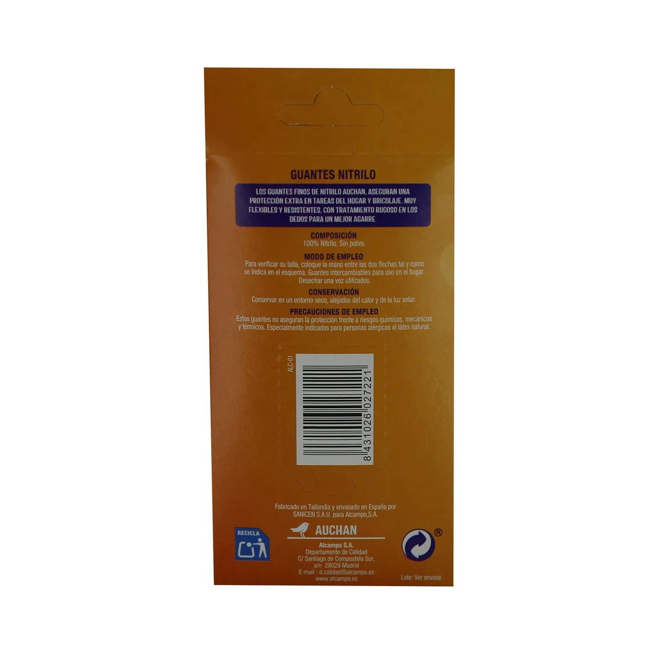 PRODUCTO ALCAMPO Guantes de nitrilo talla mediana PRODUCTO ALCAMPO 20 uds.