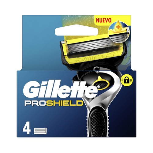 GILLETTE Proshield Recambios para maquinillas de afeitar con cabezal de 5 hojas 4 uds.
