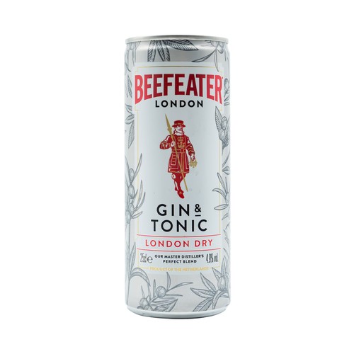BEEFEATER Combinado de ginebra London dry y tónico (gin & tonic) lata 25 cl.