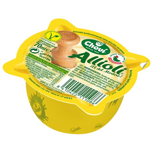 CHOVI Salsa Allioli tradicional (aceite, ajo, huevo, sal y jugo de limón), minimoreto 70 ml. 