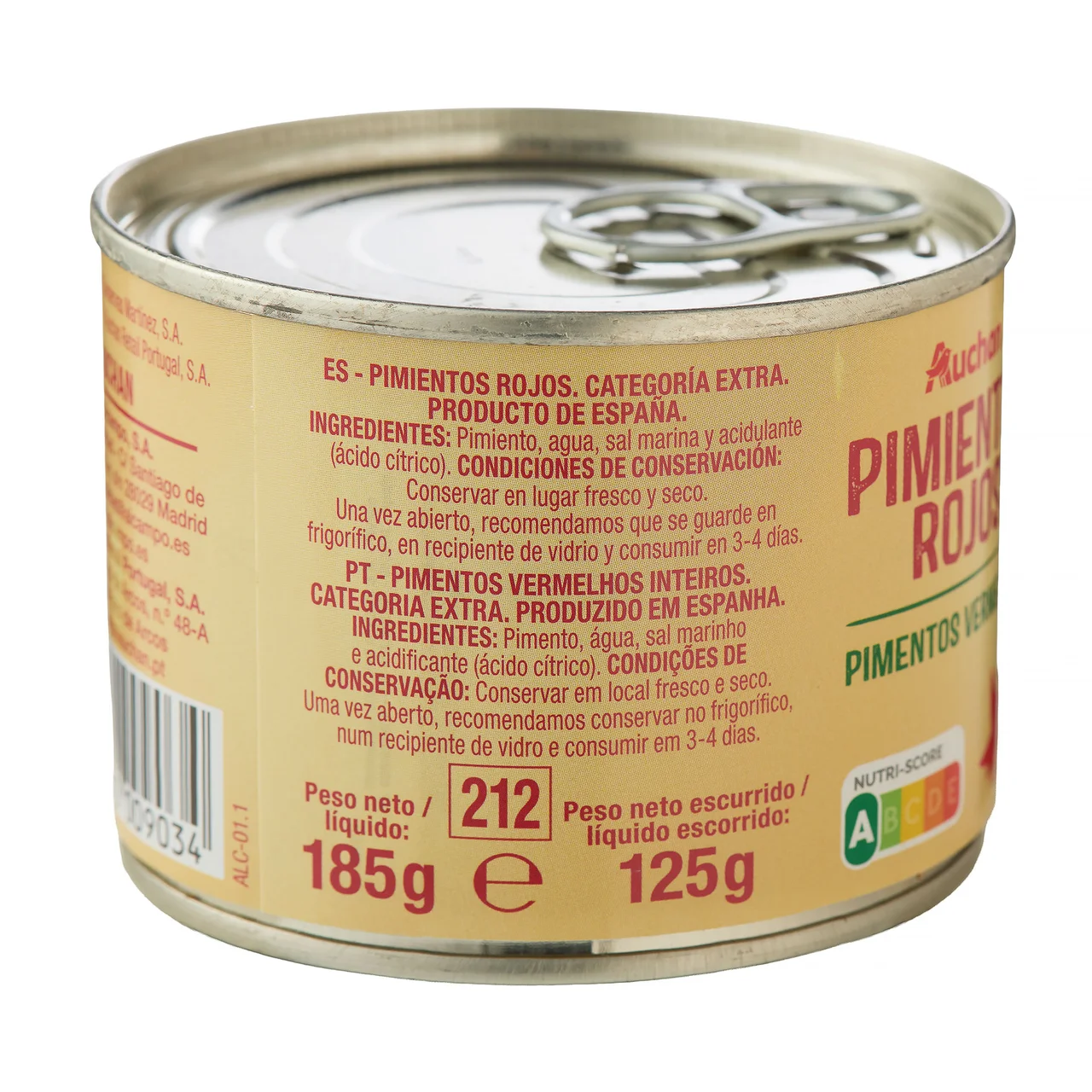 PRODUCTO ALCAMPO Pimientos rojos de categoría extra lata de 125 g