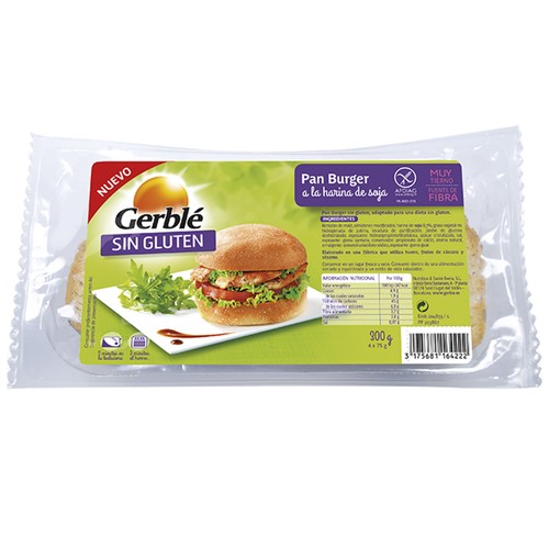 GERBLÉ Pan de hamburguesa sin gluten GERBLÉ pack de 4 uds x 75 g.
