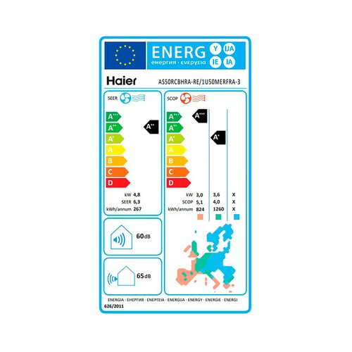 Aire acondicionado Split con bomba de calor HAIER AS50RCBHRA-RE Tide R 50, 4.300 frigh/h A++/A+++. gas R32.