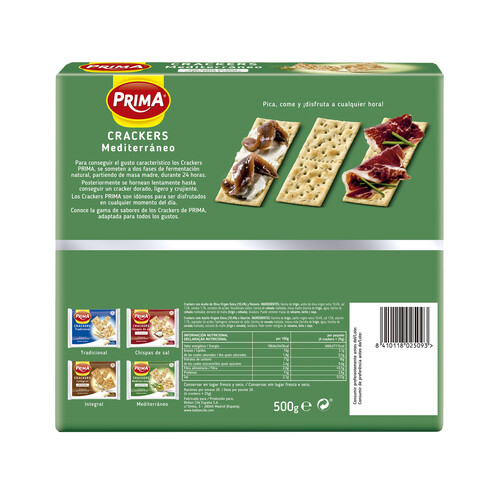 PRIMA Crackers Mediterráneo PRIMA 500 g,