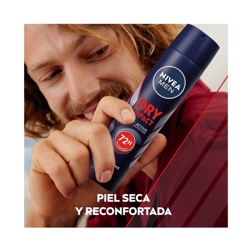 NIVEA Men dry impact Desodorante en spray para hombre antitranspirante hasta 72 horas 200 ml.