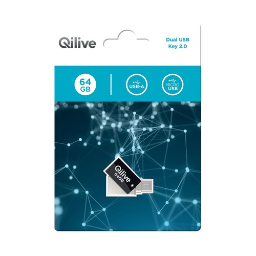 Memoria usb 64GB QILIVE, conexión 2.0.